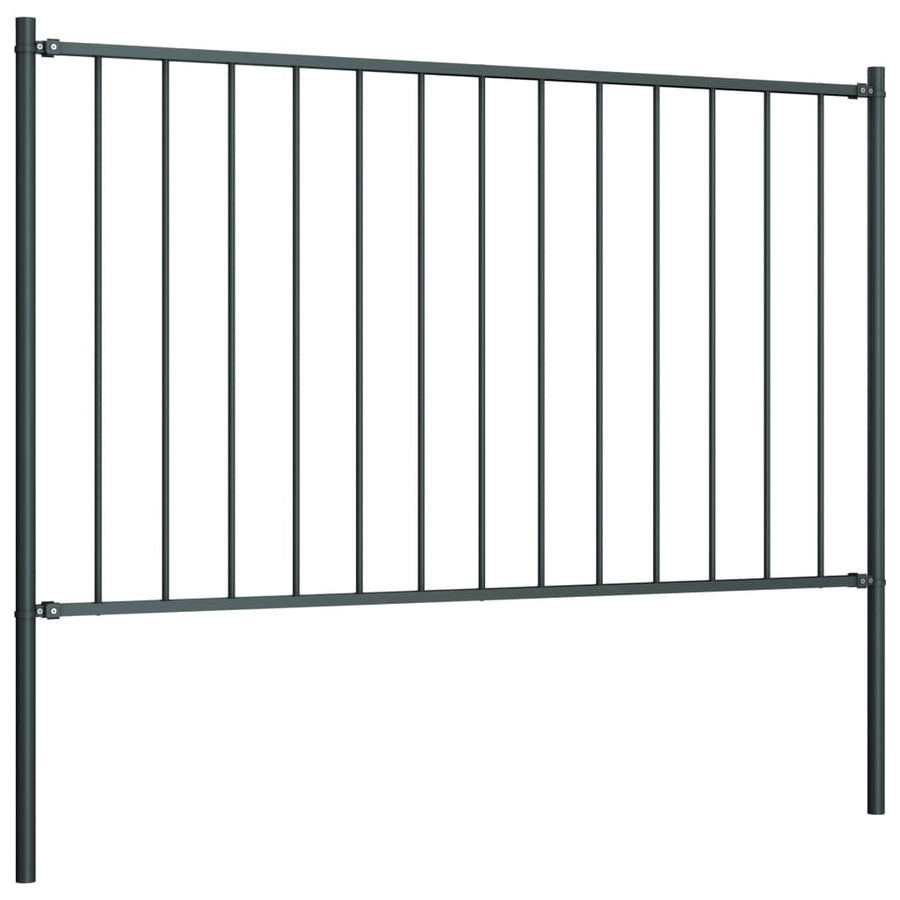 Hekpaneel met palen 1,7x1 m gepoedercoat staal antraciet 1.7 x 1 m Antraciet