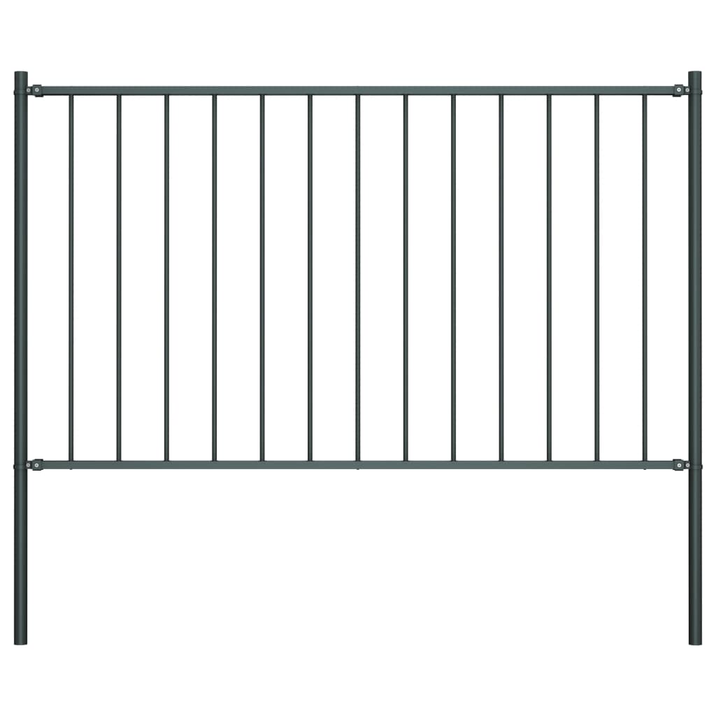 Hekpaneel Met Palen ,7X,25 M Gepoedercoat Staal 1.7 x 1.25 m Antraciet