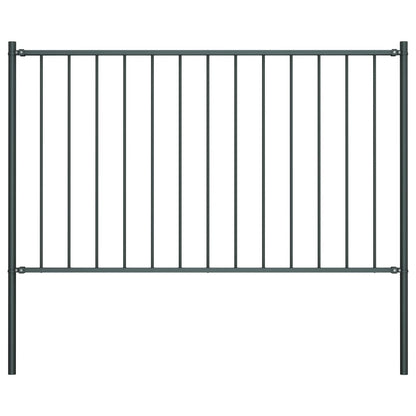 Hekpaneel Met Palen ,7X,25 M Gepoedercoat Staal 1.7 x 1.25 m Antraciet