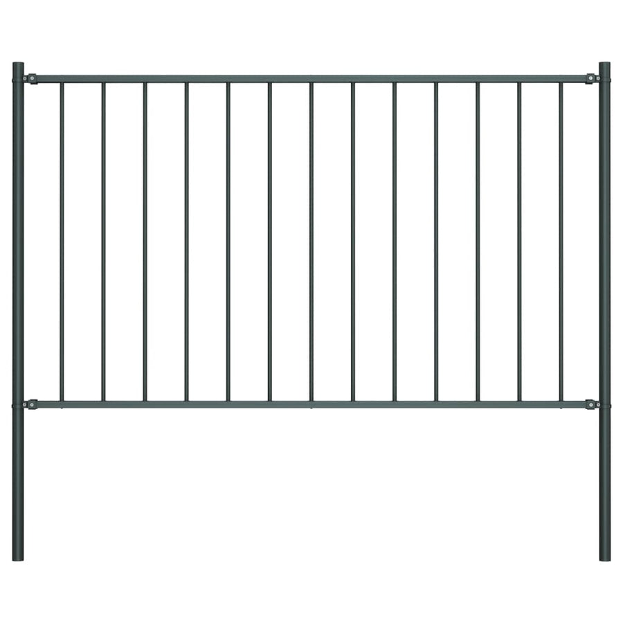 Hekpaneel Met Palen ,7X,25 M Gepoedercoat Staal 1.7 x 1.25 m Antraciet
