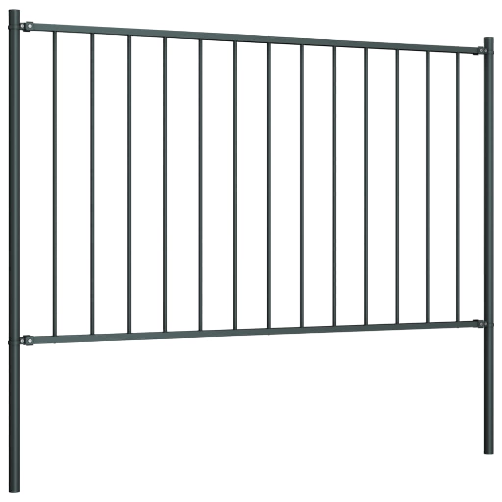 Hekpaneel Met Palen ,7X,25 M Gepoedercoat Staal 1.7 x 1.25 m Antraciet