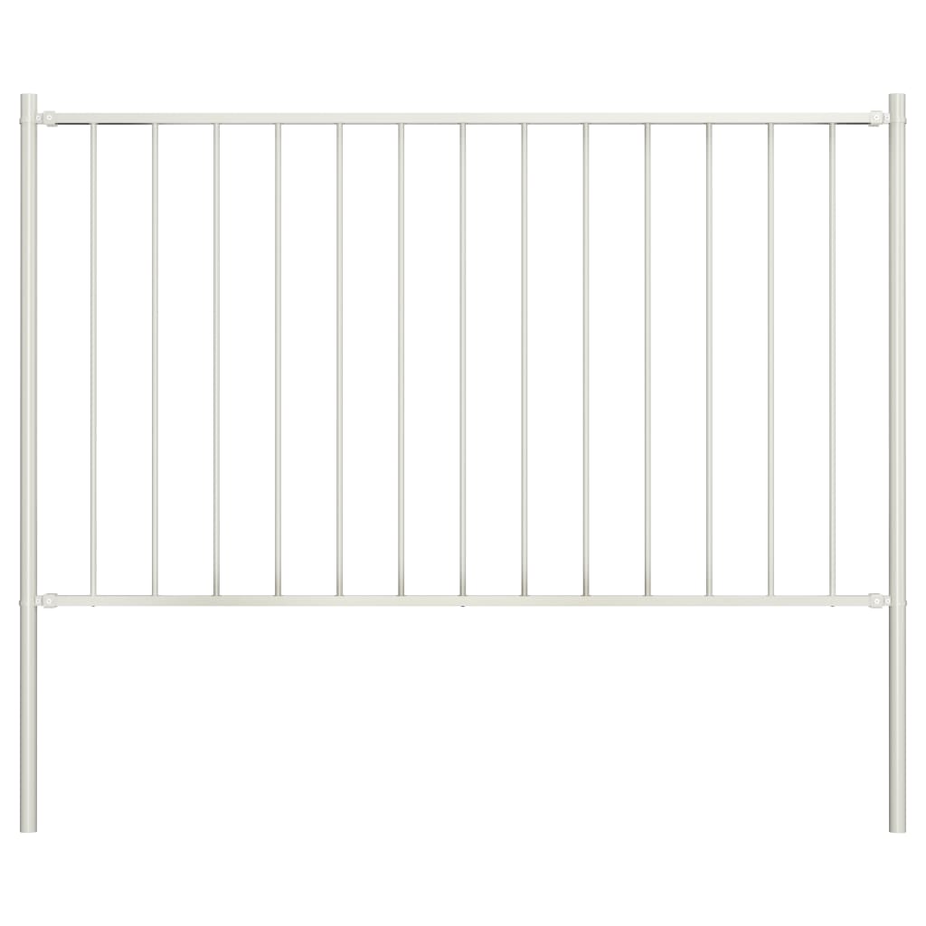 Hekpaneel met palen 1,7x1,25 m gepoedercoat staal wit 1.7 x 1.25 m Wit
