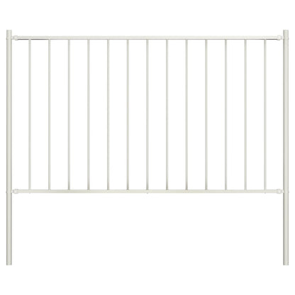 Hekpaneel met palen 1,7x1,25 m gepoedercoat staal wit 1.7 x 1.25 m Wit