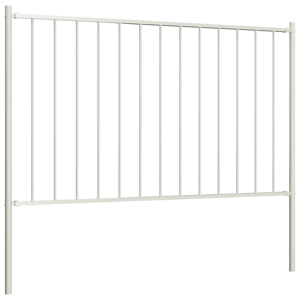 Hekpaneel met palen 1,7x1,25 m gepoedercoat staal wit 1.7 x 1.25 m Wit