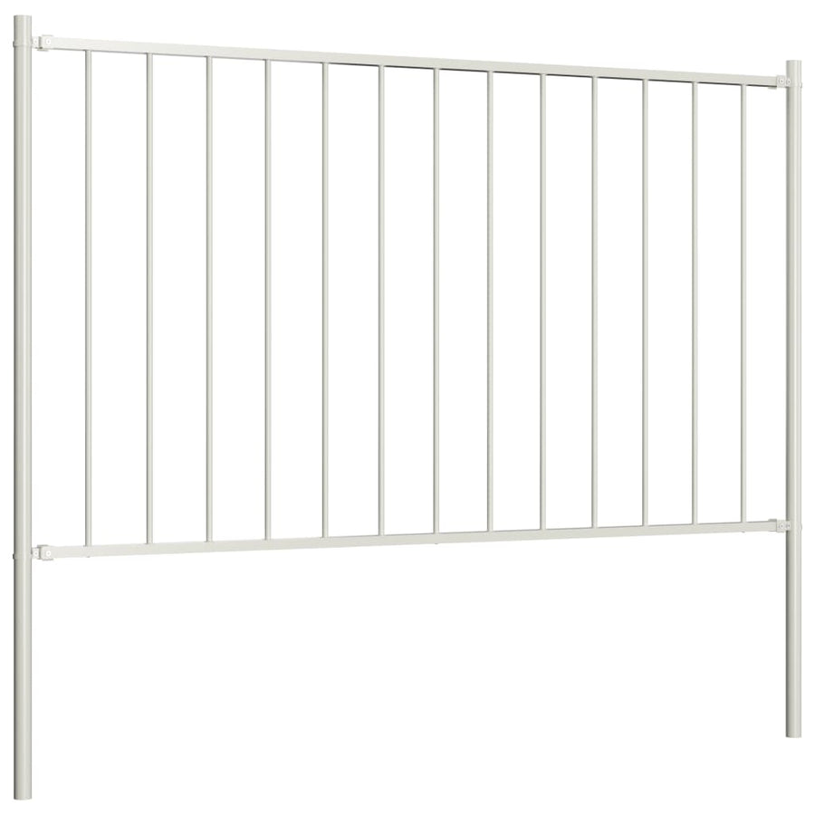 Hekpaneel met palen 1,7x1,25 m gepoedercoat staal wit 1.7 x 1.25 m Wit
