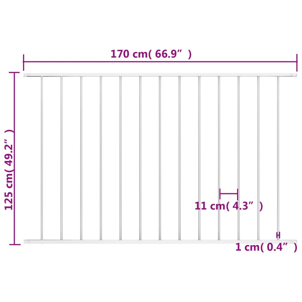 Hekpaneel 1,7x1,25 m gepoedercoat staal wit Wit
