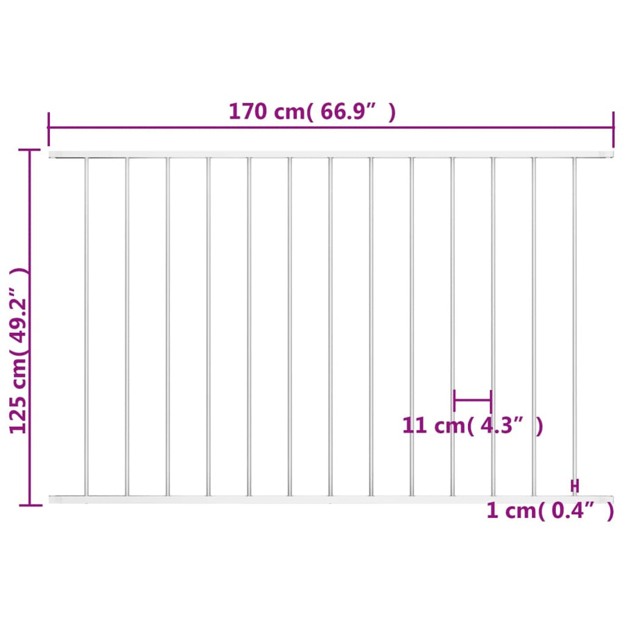 Hekpaneel 1,7x1,25 m gepoedercoat staal wit Wit