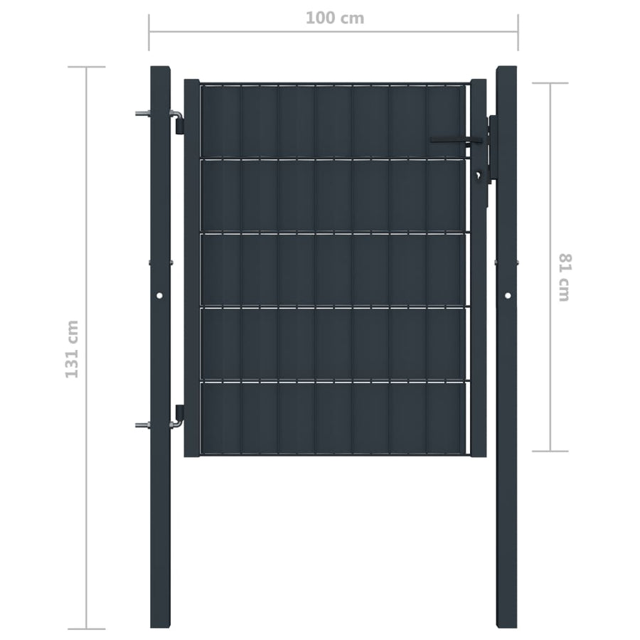 Poort 100x81 cm PVC en staal antracietkleurig 100 x 81 cm Antraciet