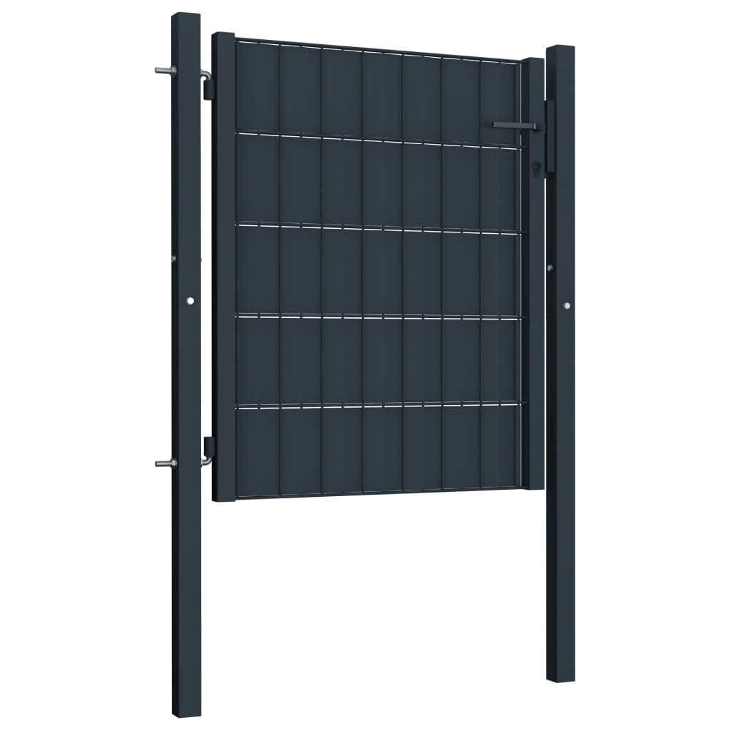 Poort 100x101 cm PVC en staal antracietkleurig 100 x 101 cm Antraciet