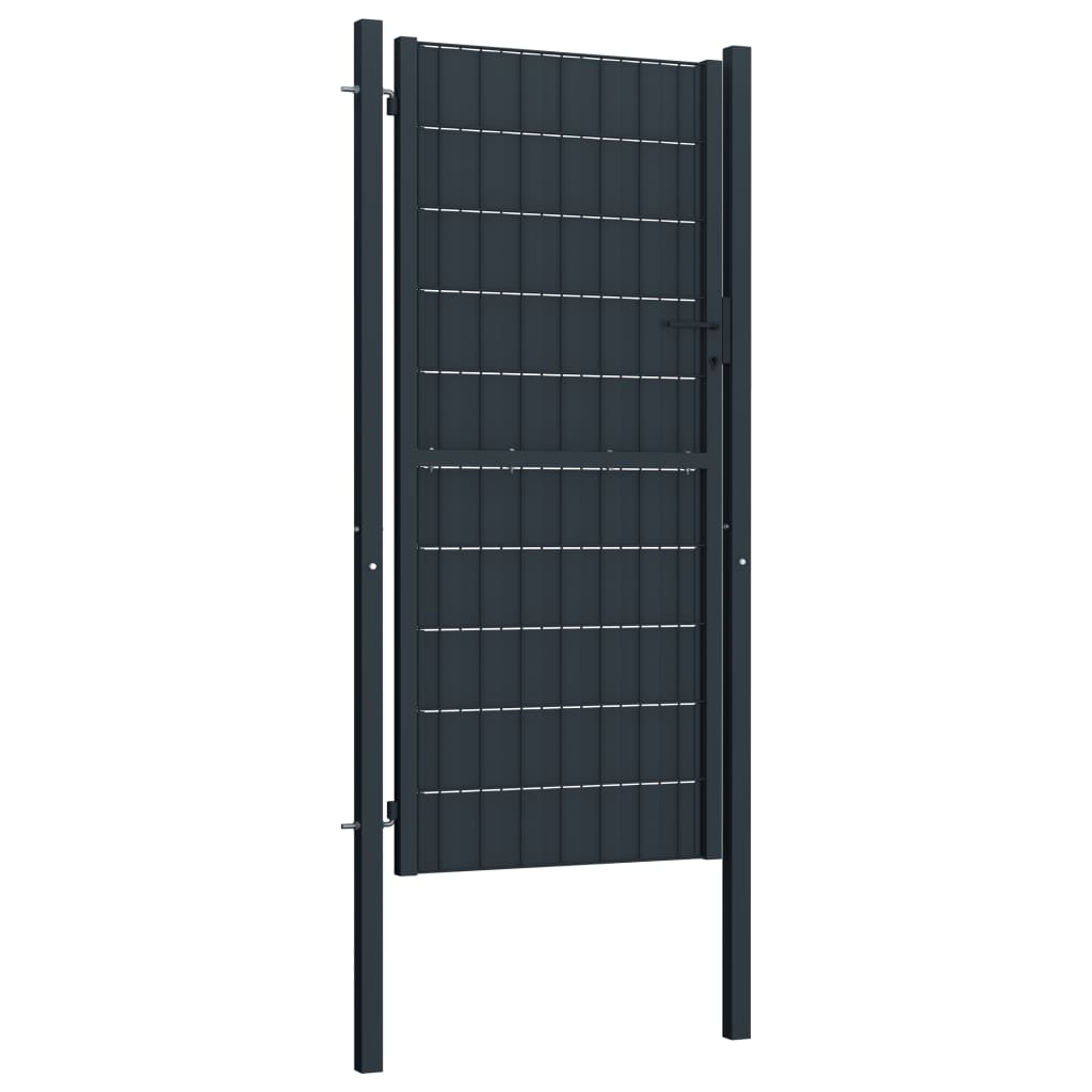 Poort 100x124 cm PVC en staal antracietkleurig 100 x 124 cm Antraciet