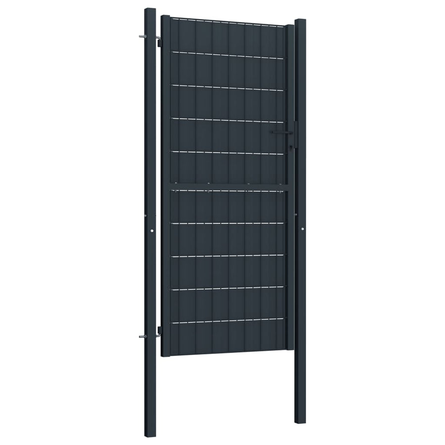 Poort 100x124 cm PVC en staal antracietkleurig 100 x 124 cm Antraciet