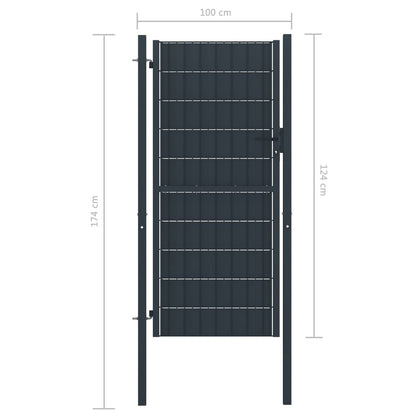 Poort 100x124 cm PVC en staal antracietkleurig 100 x 124 cm Antraciet