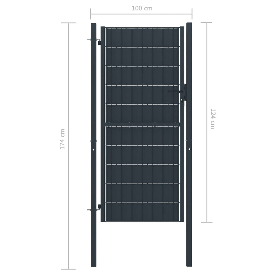 Poort 100x124 cm PVC en staal antracietkleurig 100 x 124 cm Antraciet
