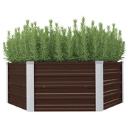 Verhoogde plantenbak 129x129x46 cm gegalvaniseerd staal bruin