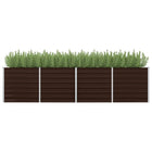 Raised planter 320x80x77 cm galvanized steel brown