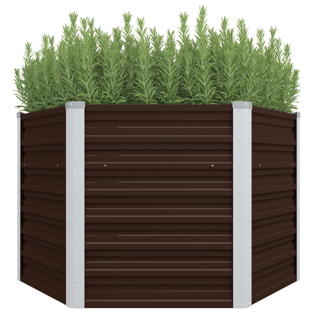Plantenbak Verhoogd Gegalvaniseerd Staal 129 x 129 x 77 cm Bruin