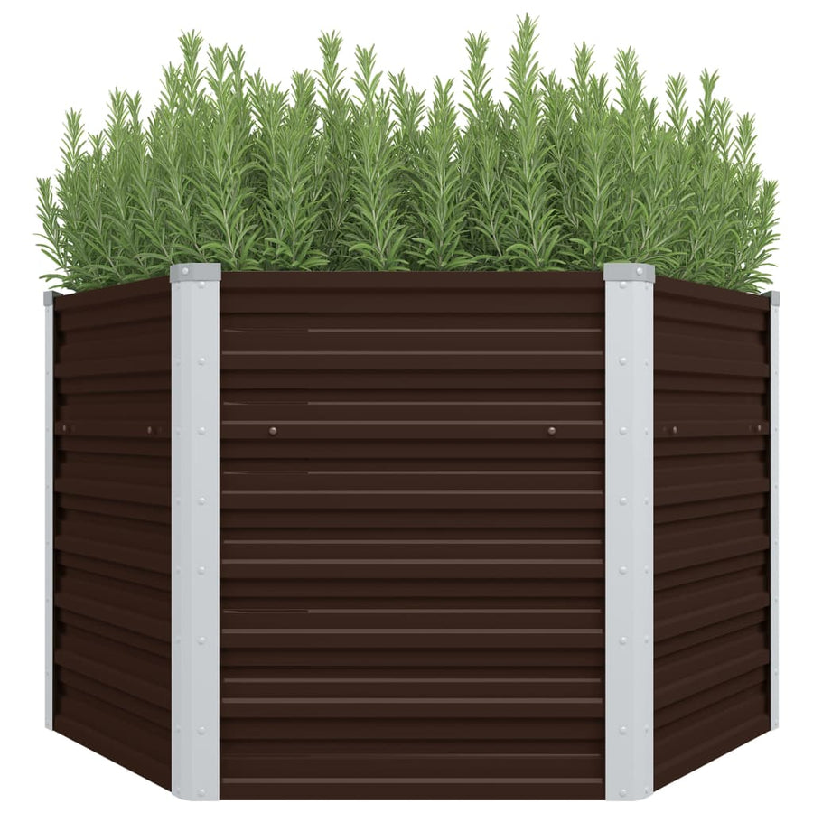 Plantenbak Verhoogd Gegalvaniseerd Staal 129 x 129 x 77 cm Bruin