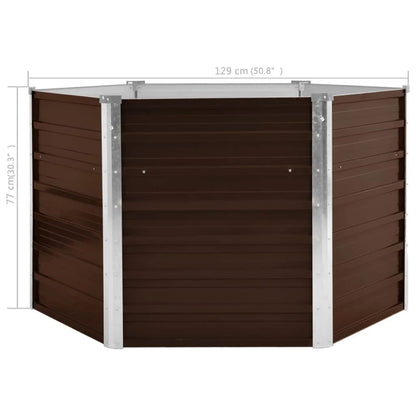 Plantenbak Verhoogd Gegalvaniseerd Staal 129 x 129 x 77 cm Bruin