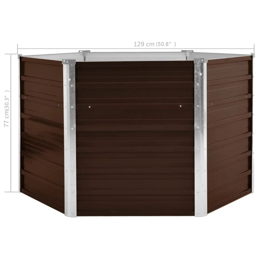 Plantenbak Verhoogd Gegalvaniseerd Staal 129 x 129 x 77 cm Bruin