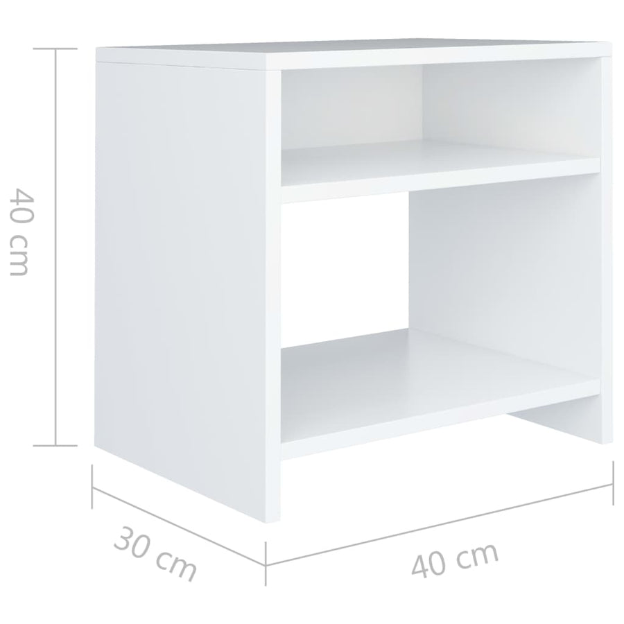 Nachtkastjes 2 st 40x30x40 cm bewerkt hout wit 2 Wit