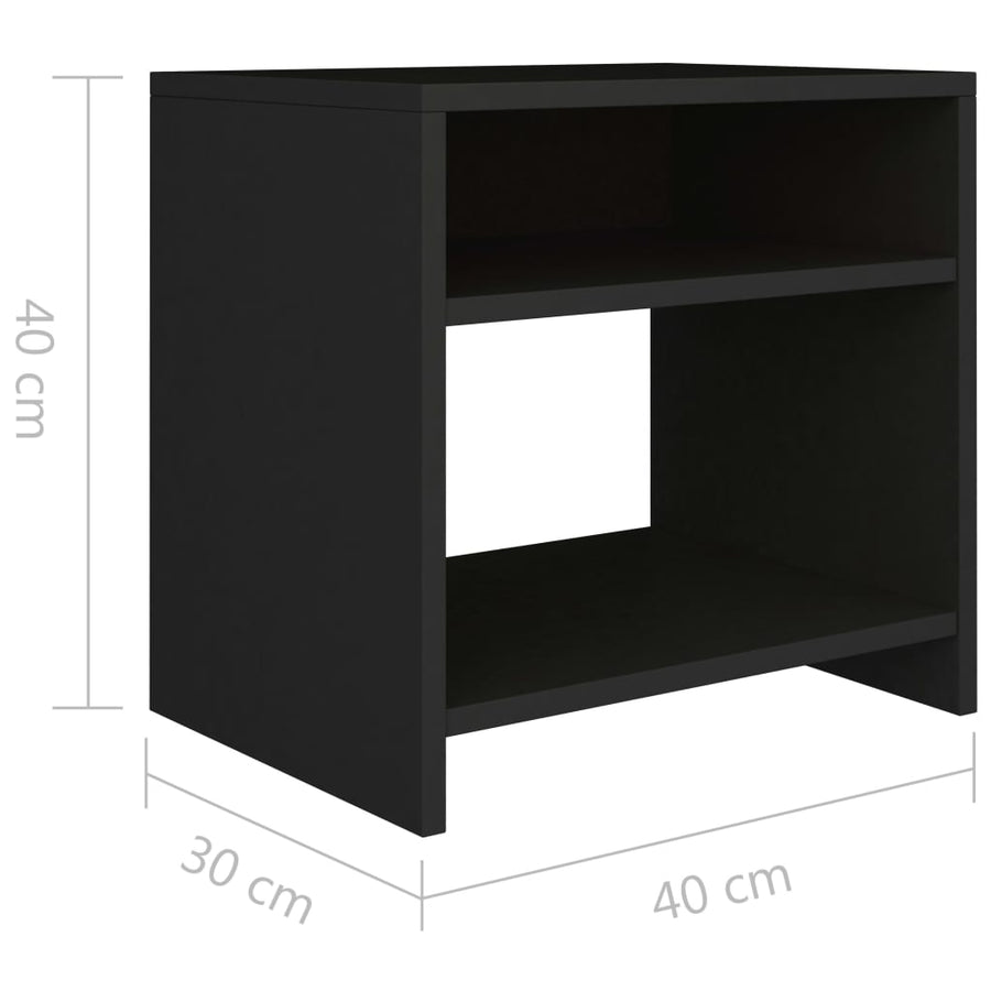 Nachtkastje 40x30x40 cm bewerkt hout zwart 1 Zwart