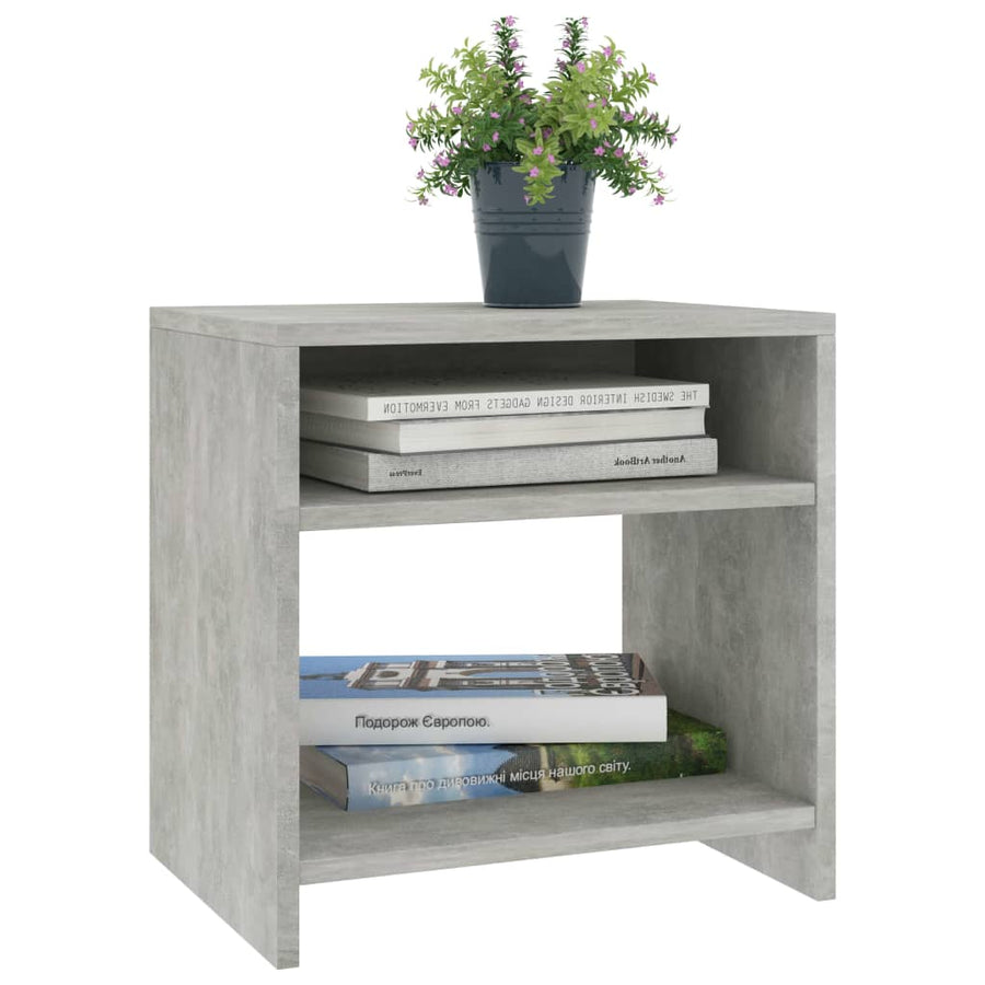 Nachtkastje 40x30x40 cm bewerkt hout betongrijs 1 Betongrijs