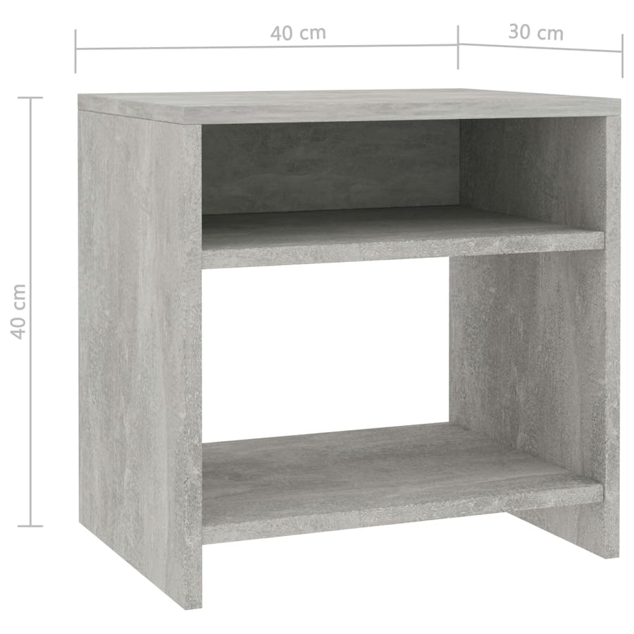 Nachtkastje 40x30x40 cm bewerkt hout betongrijs 1 Betongrijs