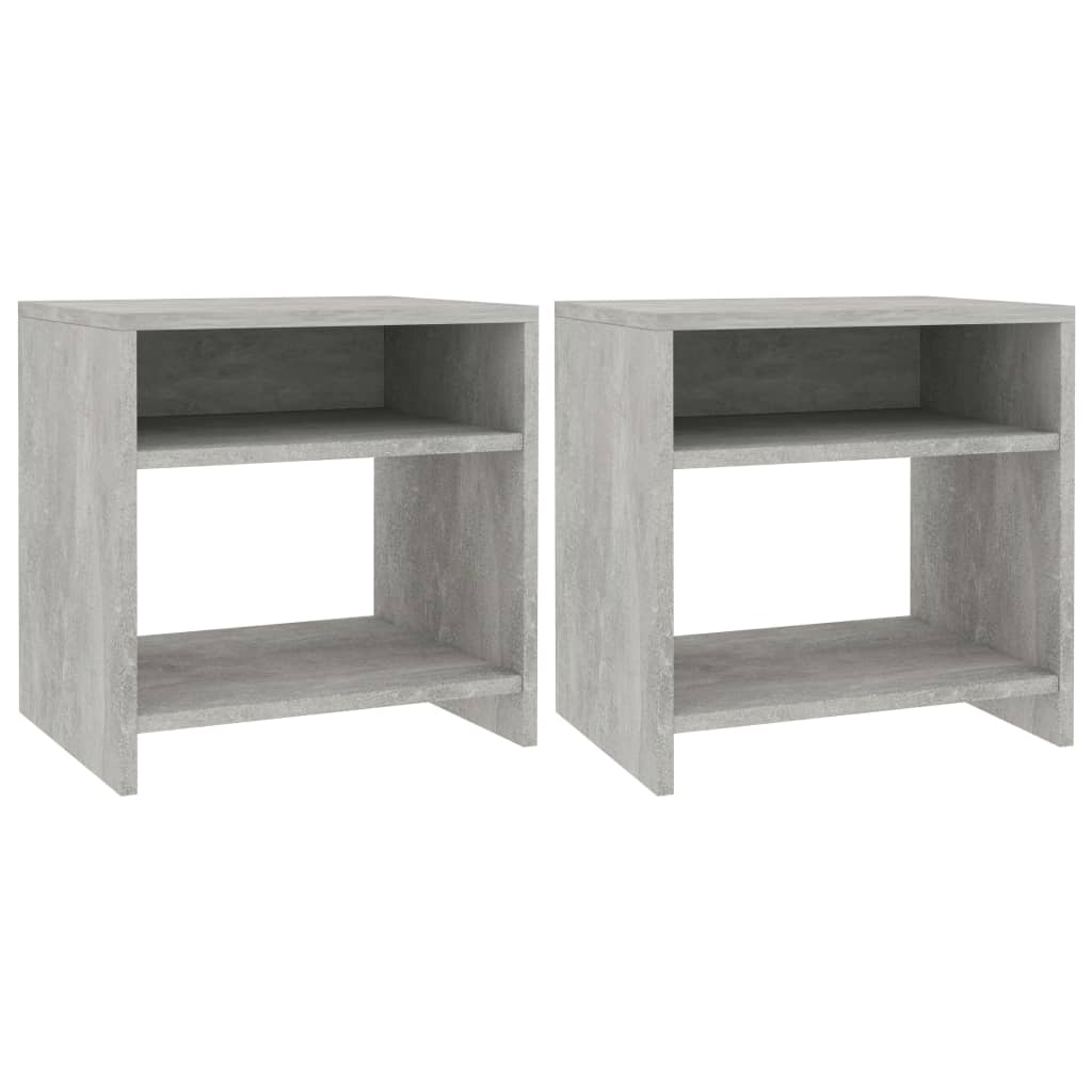Nachtkastjes 2 st 40x30x40 cm bewerkt hout betongrijs 2 Betongrijs