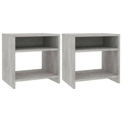 Nachtkastjes 2 st 40x30x40 cm bewerkt hout betongrijs 2 Betongrijs