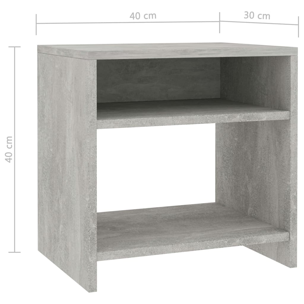 Nachtkastjes 2 st 40x30x40 cm bewerkt hout betongrijs 2 Betongrijs