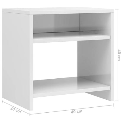 Nachtkastje 40x30x40 cm bewerkt hout hoogglans wit