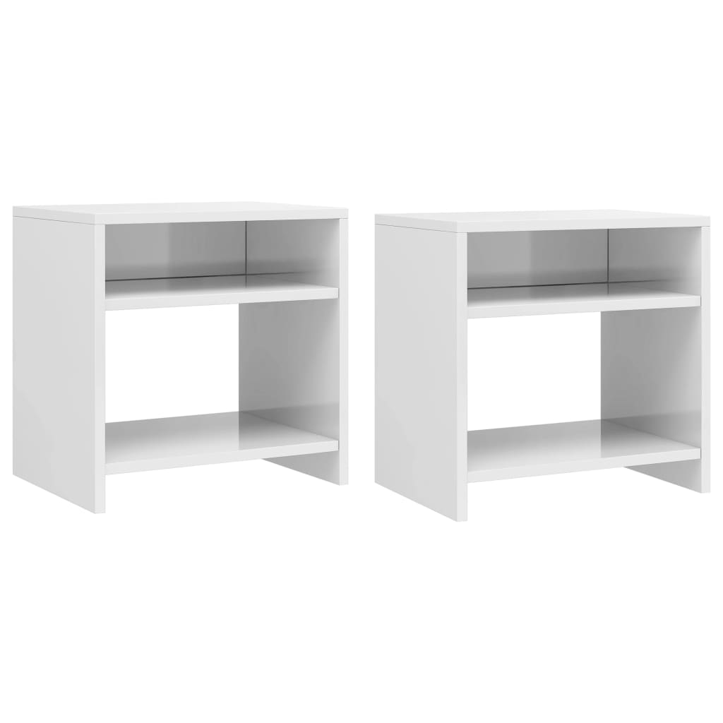 Nachtkastjes 2 st 40x30x40 cm bewerkt hout wit 2 Hoogglans wit