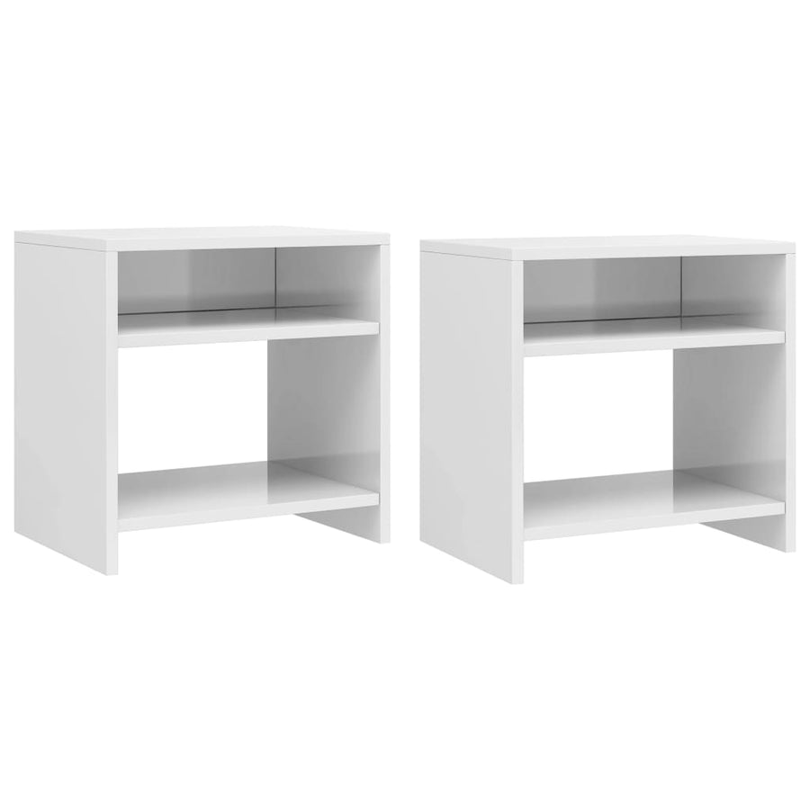 Nachtkastjes 2 st 40x30x40 cm bewerkt hout wit 2 Hoogglans wit