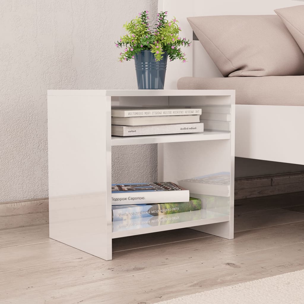 Nachtkastjes 2 st 40x30x40 cm bewerkt hout wit 2 Hoogglans wit
