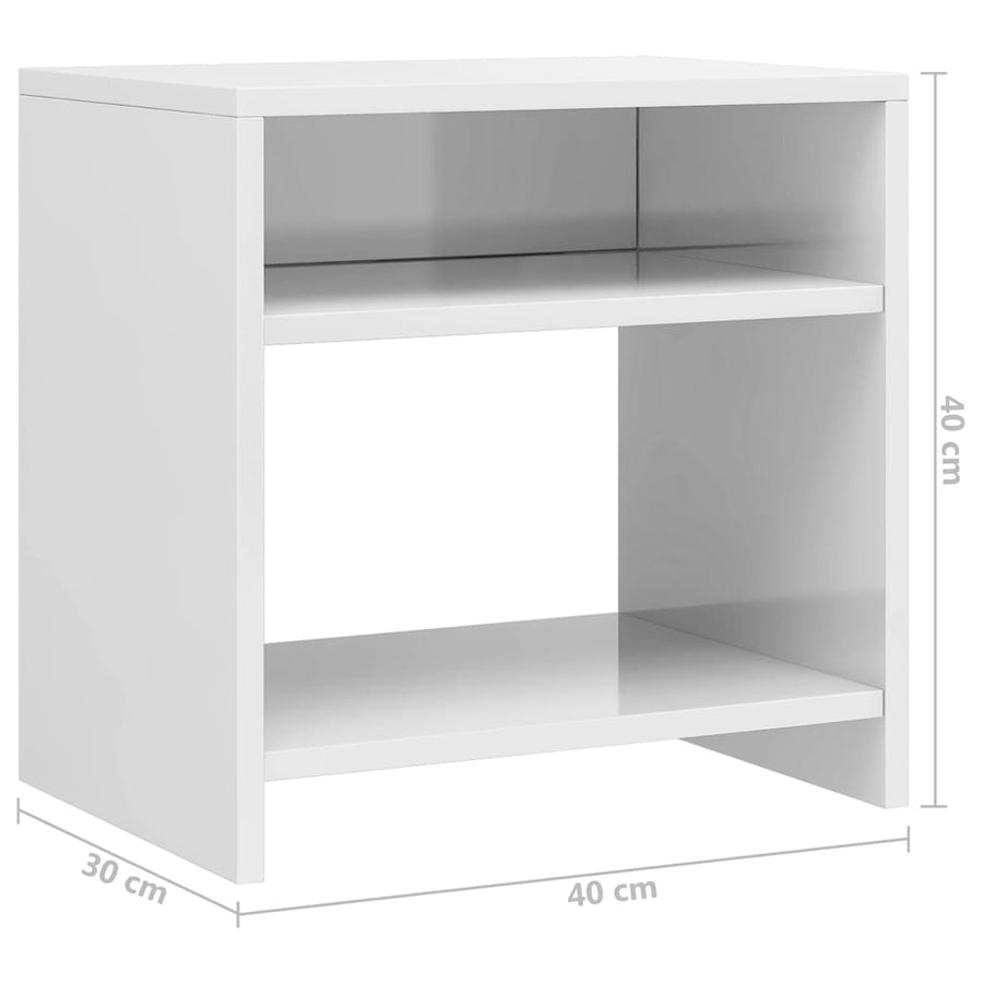 Nachtkastjes 2 st 40x30x40 cm bewerkt hout wit 2 Hoogglans wit