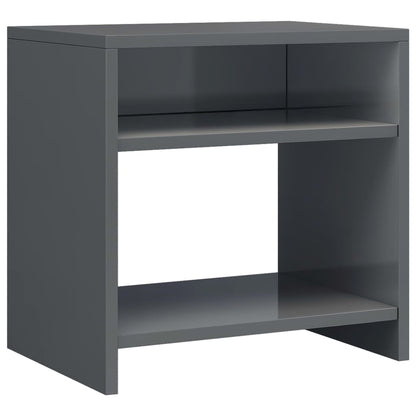 Nachtkastje 40x30x40 cm bewerkt hout grijs 1 Hoogglans grijs