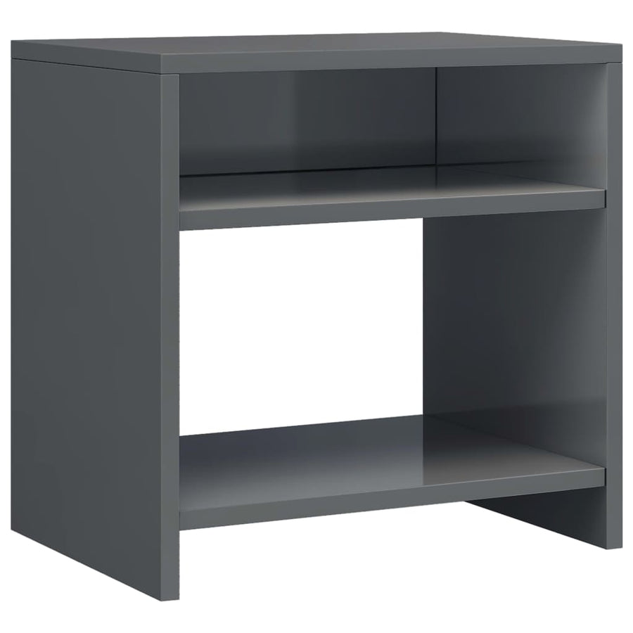 Nachtkastje 40x30x40 cm bewerkt hout grijs 1 Hoogglans grijs