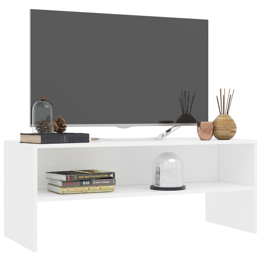 Tv-Meubel 100X40X40 Cm Bewerkt Hout Wit