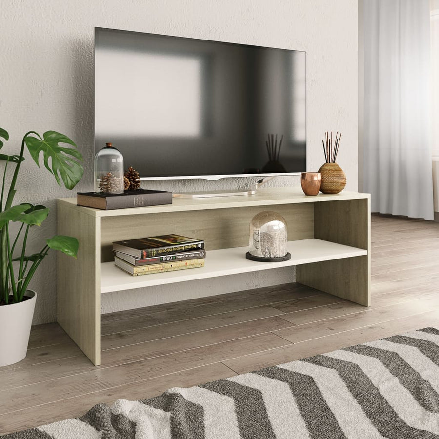 Tv-Meubel 100X40X40 Cm Bewerkt Hout Wit