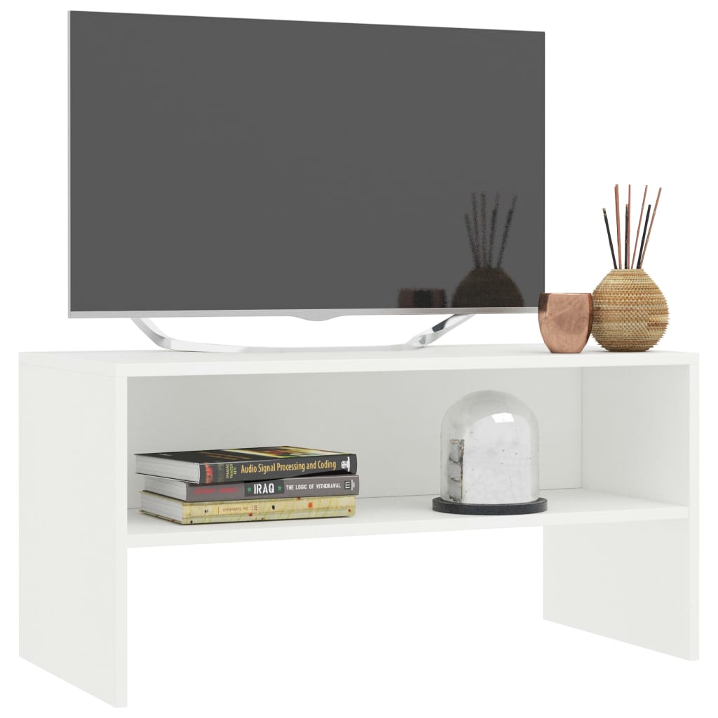 Tv-meubel 80x40x40 cm bewerkt hout wit Wit