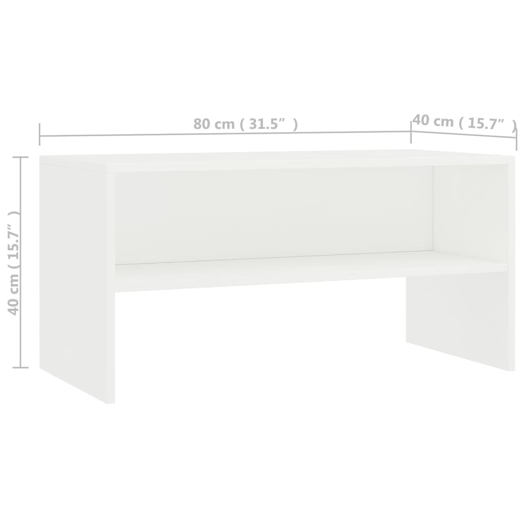 Tv-meubel 80x40x40 cm bewerkt hout wit Wit