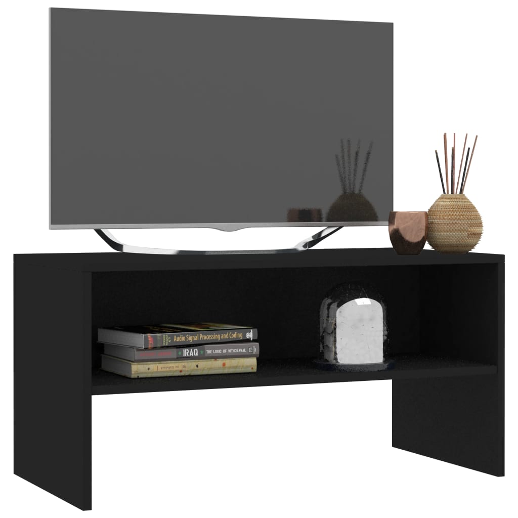 Tv-meubel 80x40x40 cm bewerkt hout zwart Zwart