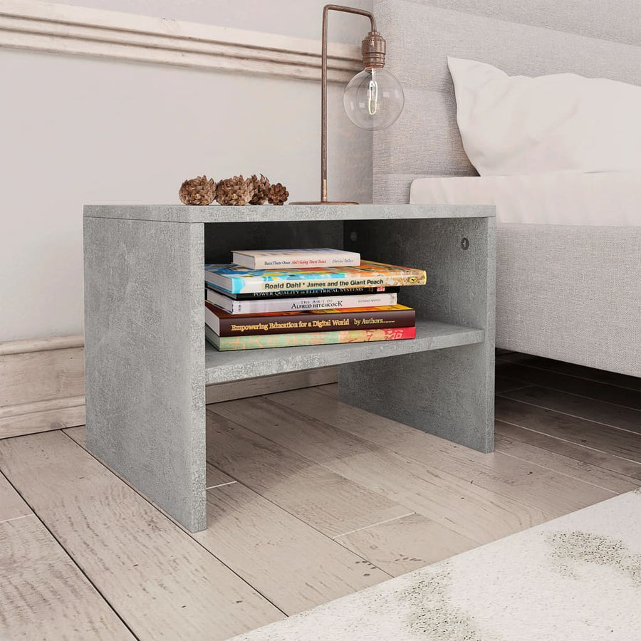 Nachtkastje 40X30X30 Cm Bewerkt Hout 1 Betongrijs