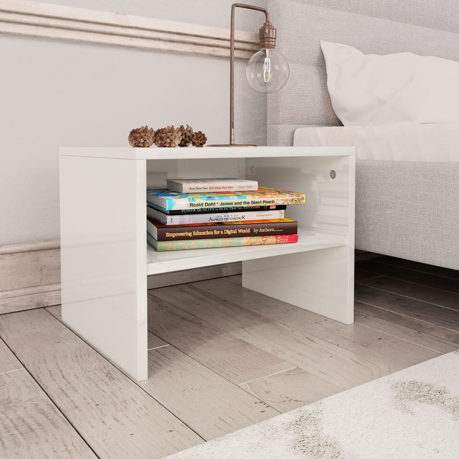 Nachtkastjes 40X30X30 Cm Bewerkt Hout 2 Hoogglans wit