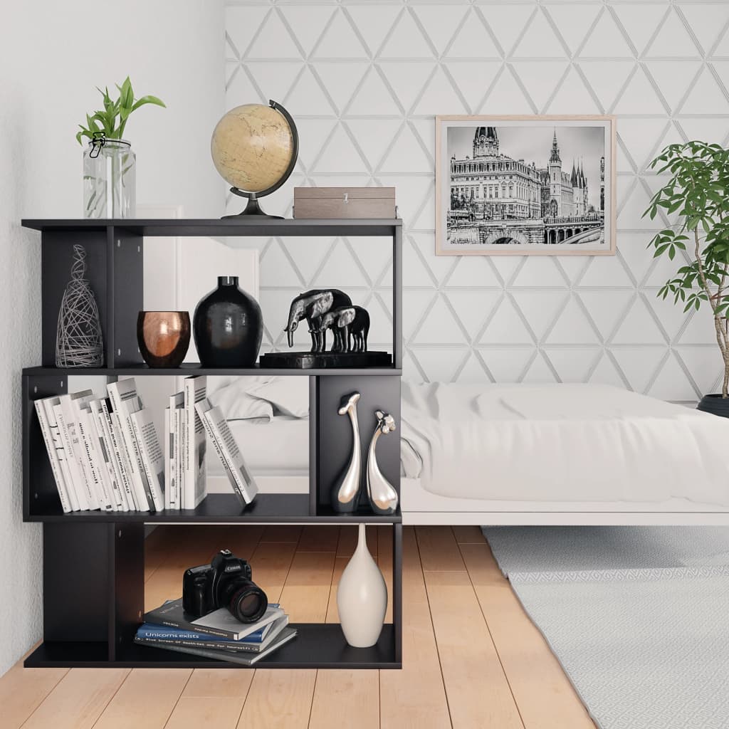 Boekenkast/Kamerscherm 80X24X96 Cm Bewerkt Hout Zwart
