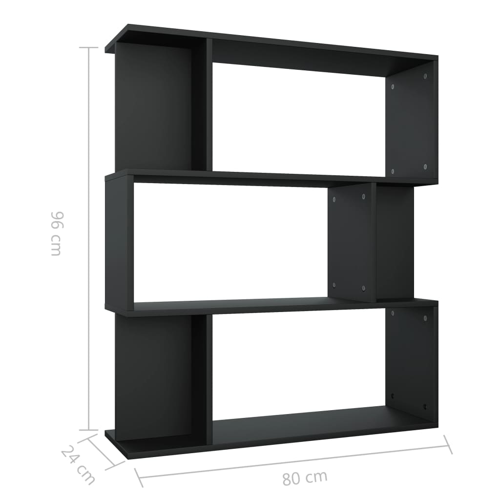 Boekenkast/Kamerscherm 80X24X96 Cm Bewerkt Hout Zwart