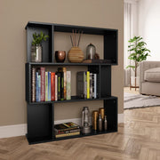 Boekenkast kamerscherm 80x24x96 cm bewerkt hout zwart