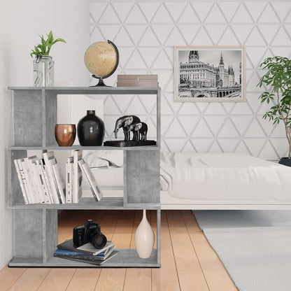 Boekenkast/Kamerscherm 80X24X96 Cm Bewerkt Hout Betongrijs