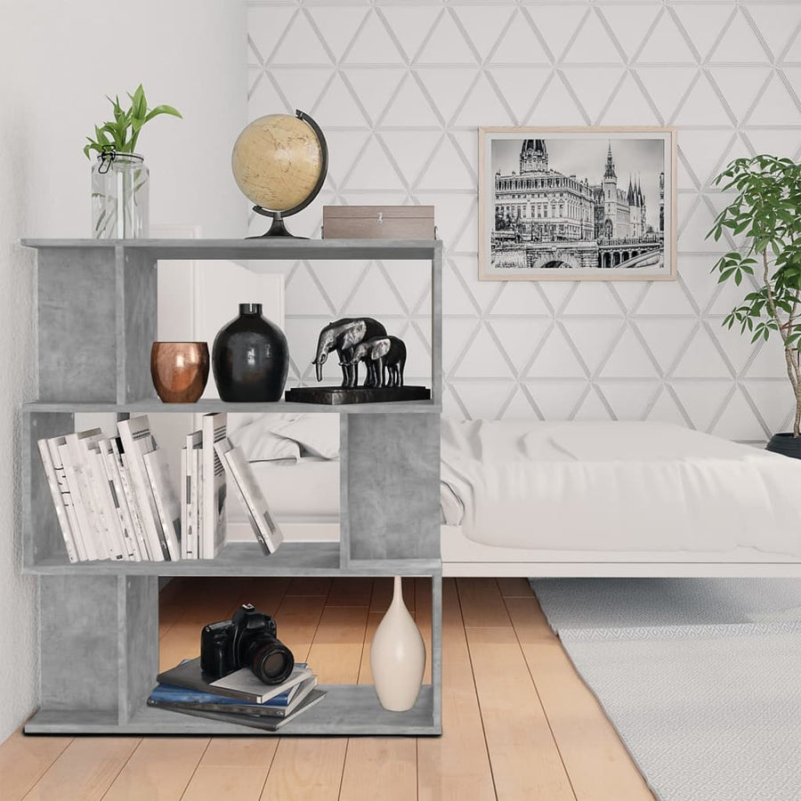 Boekenkast/Kamerscherm 80X24X96 Cm Bewerkt Hout Betongrijs