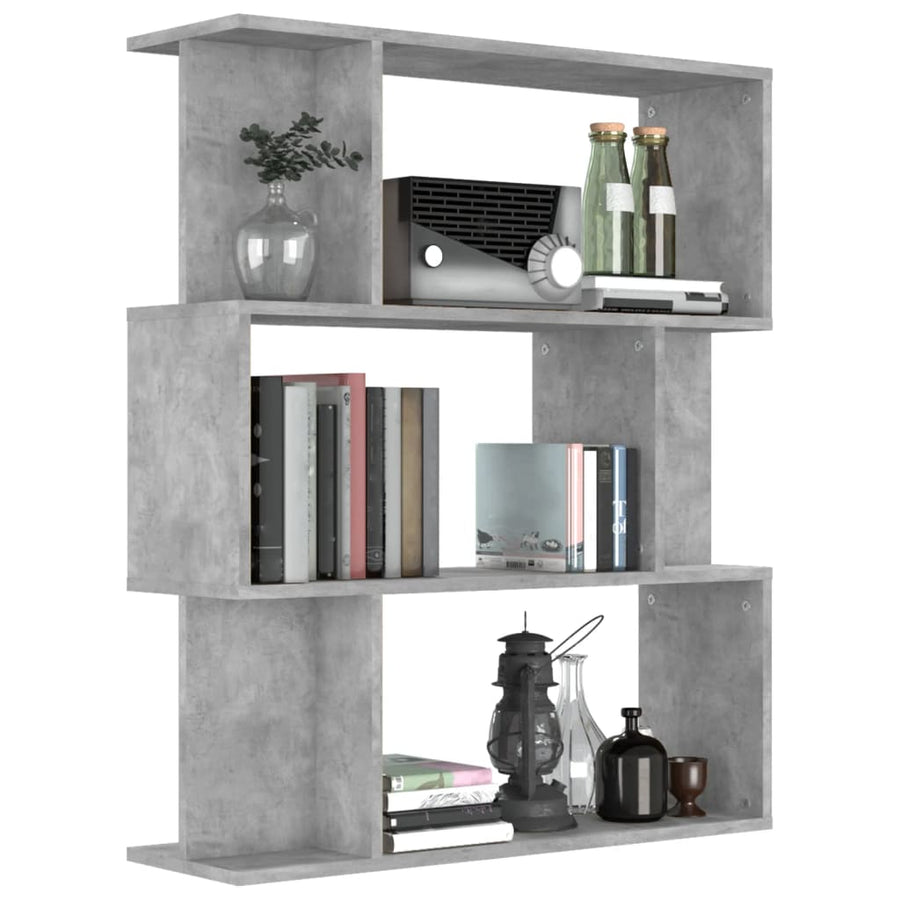 Boekenkast/Kamerscherm 80X24X96 Cm Bewerkt Hout Betongrijs
